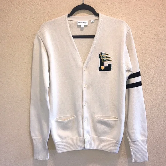 Lacoste Cream Cardigan with Black Accents - Picture 3 of 16